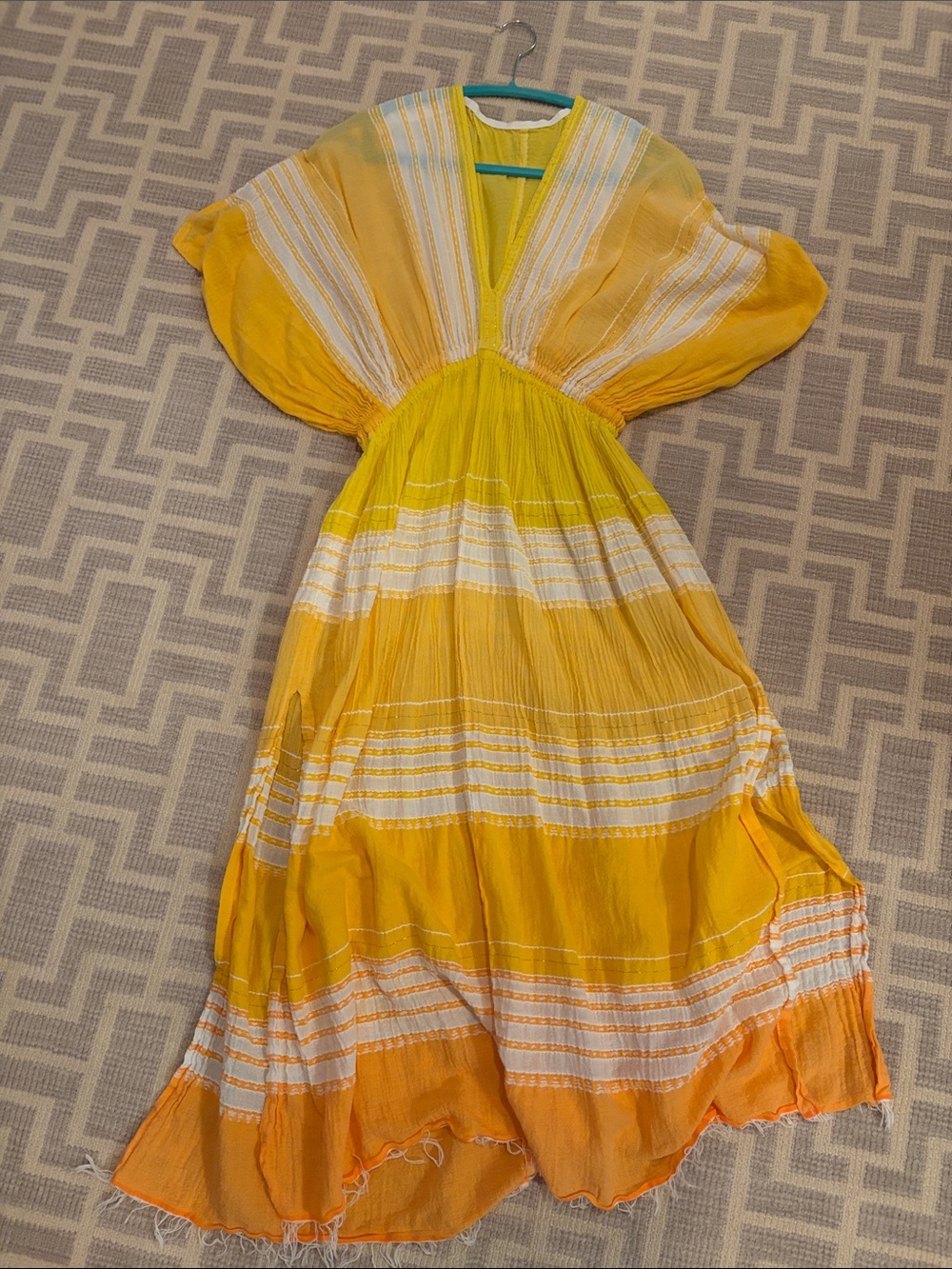 Lemlem Yellow and White Ombre Maxi Dress